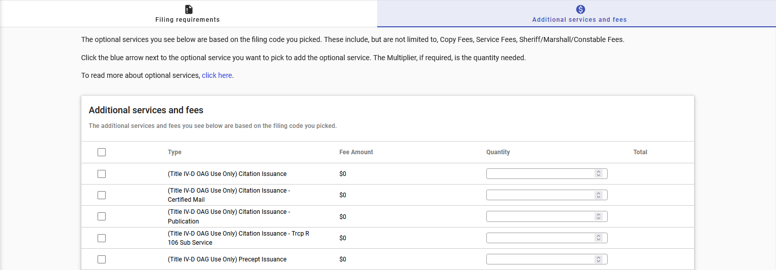 Services and fees